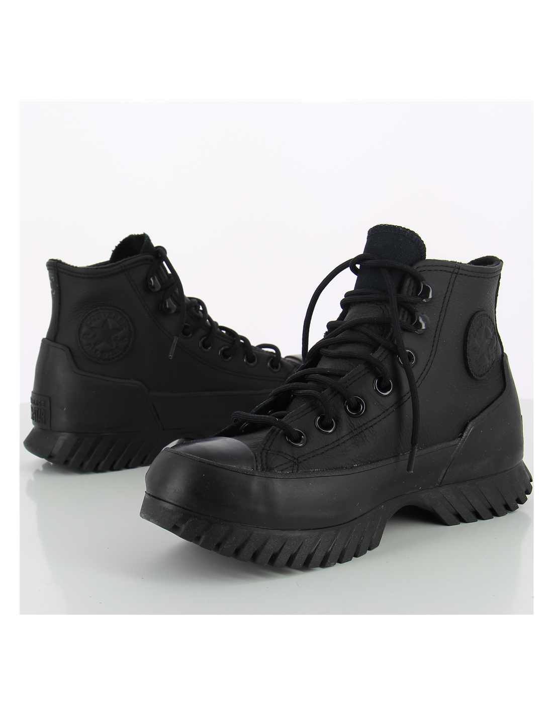 converse sneakers compensées montantes femme lugged winter 2.0 hi mono cuir noir
