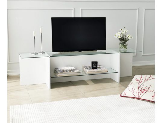 CONCEPT1 - Meuble TV Escape tv blanc 158 x 35 x h40 cm