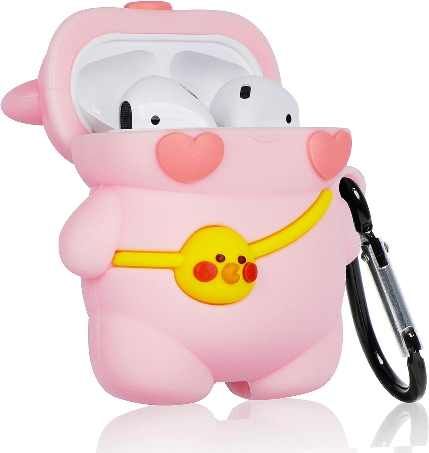 AirPods Pro Silikon Case Schutzhülle Abdeckung mit Karabinerhaken - Schweinchen