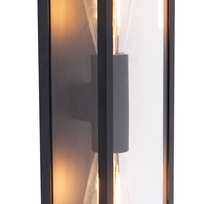 Industriële wandlamp zwart 38 cm 2-lichts IP44 - Charlois