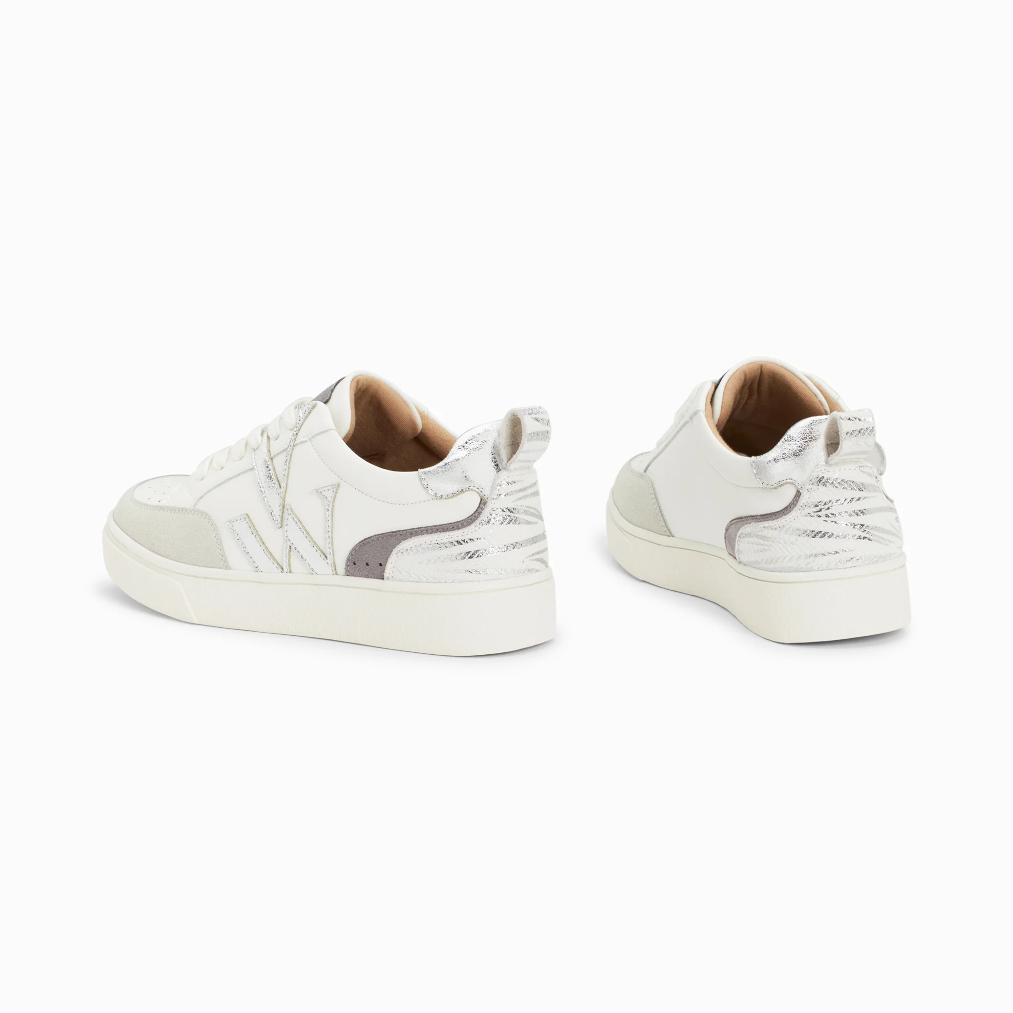Sneakers-Baskets monogramme Luna blanc et argent