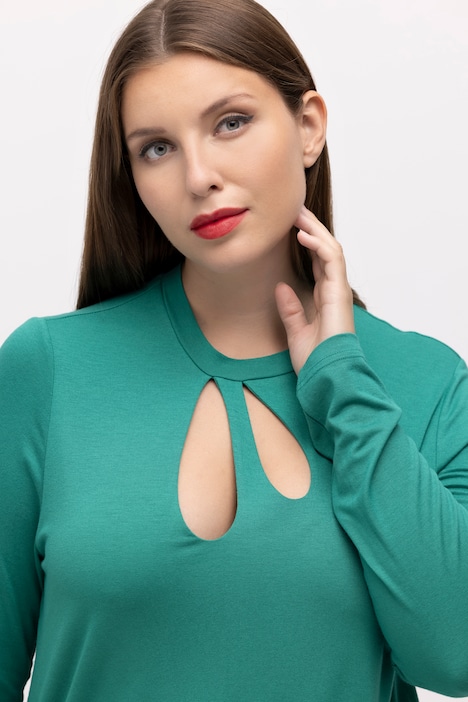 Shirt, Cut-Out, Classic, Stehkragen, Langarm