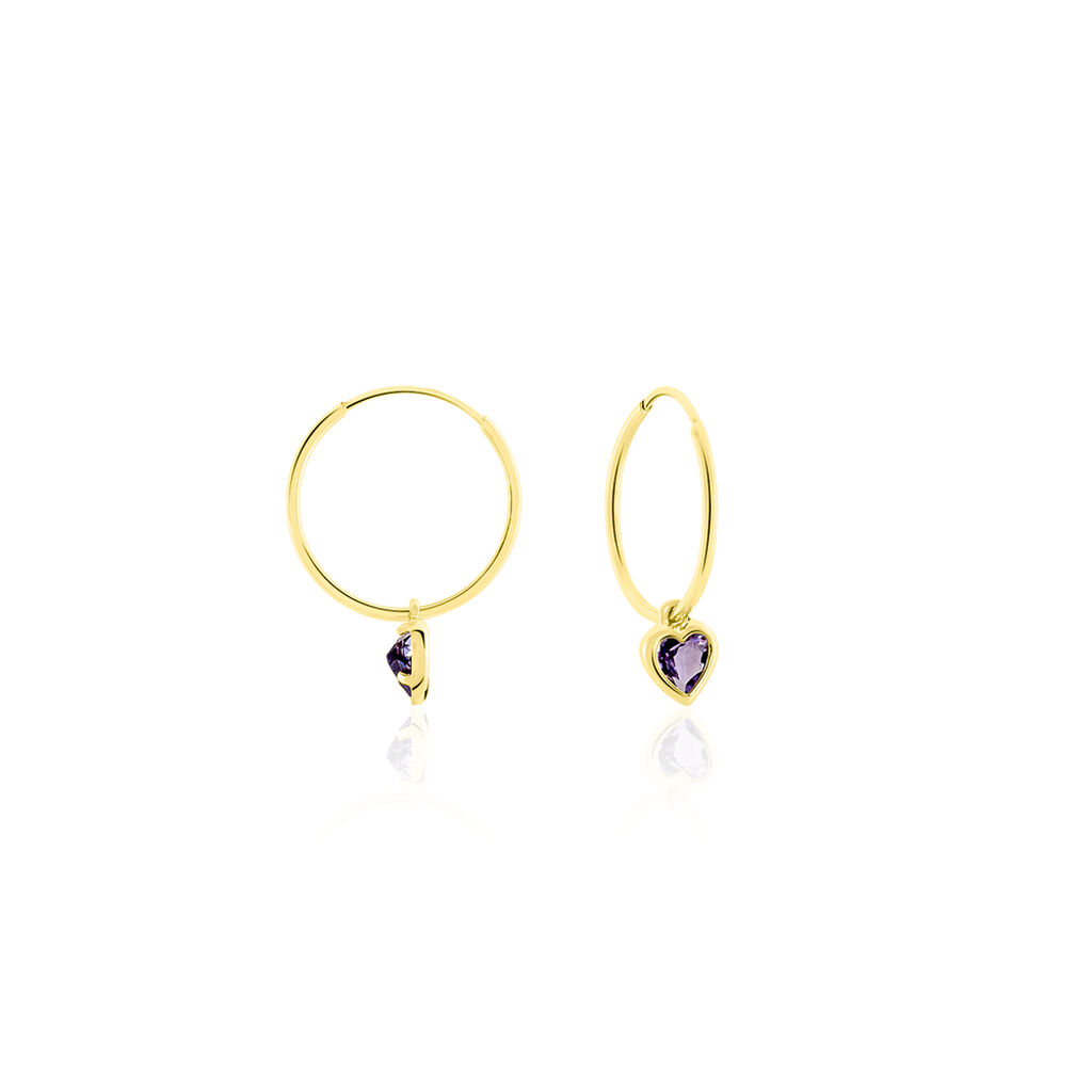 Créoles Marsie Coeur Or Jaune Amethyste