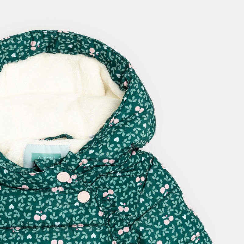 Manteau matelassé doublé fleuri vert bébé fille Vert