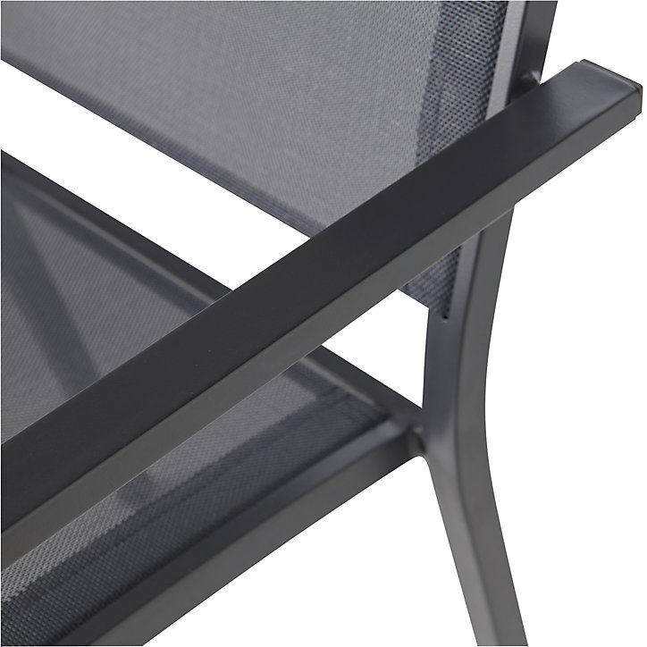 Fauteuil de jardin GoodHome Batz en aluminium et polyester - Coloris noir ébène - Hauteur 86 cm