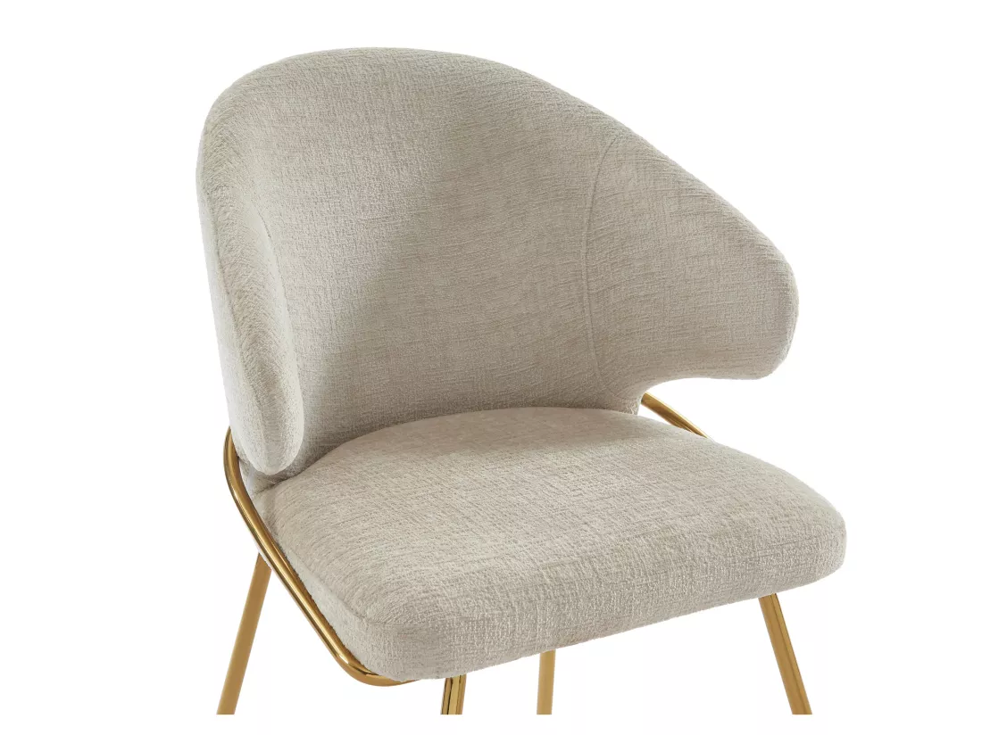 Lot de 6 chaises en tissu et métal doré - Beige - LUXIVA de Pascal Morabito