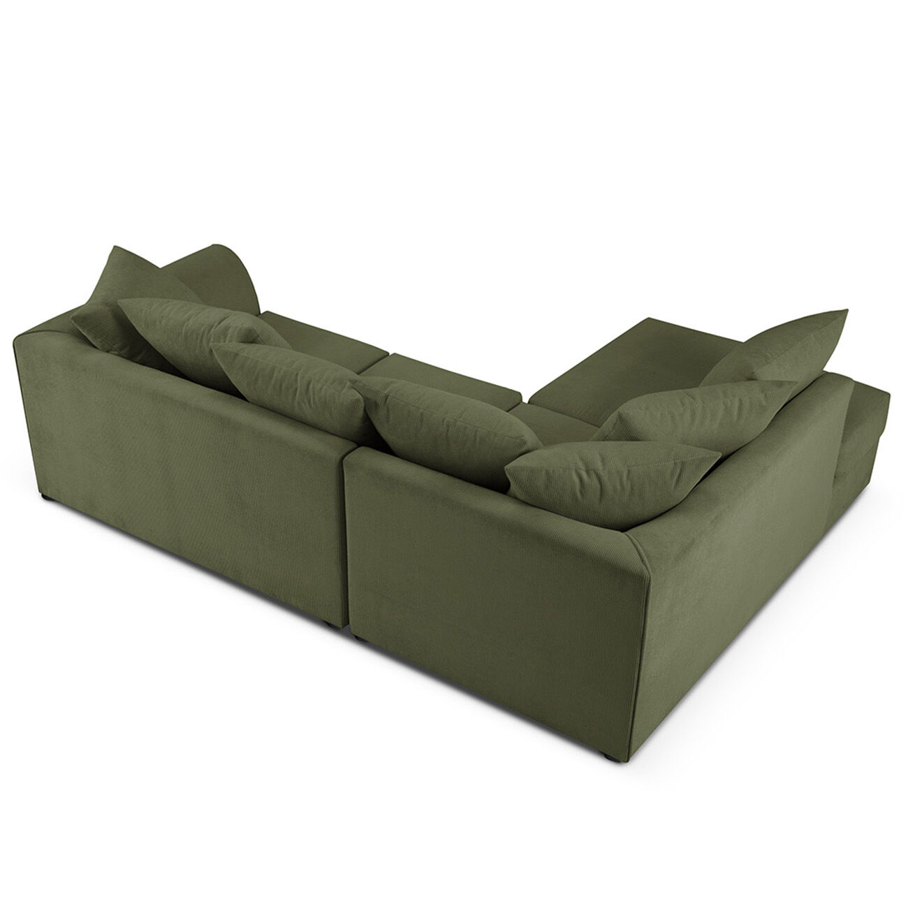Mazzini Sofas Canapé d'angle Gauche Quince Velours côtelé 4 Places vert - 221x171x80 cm
