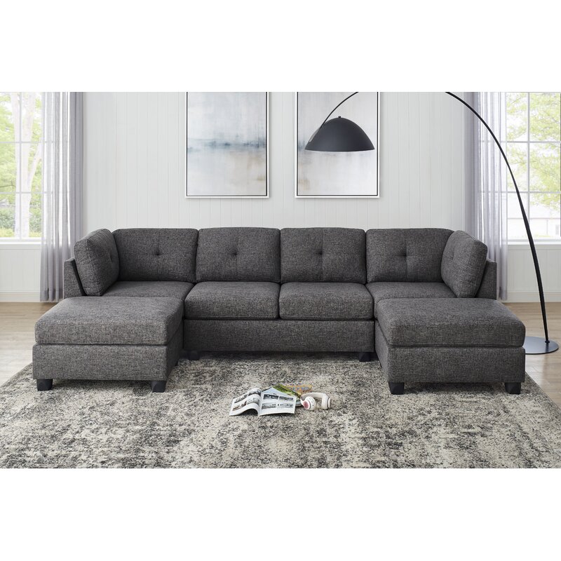 Chenault 92&prime;&prime; Wide Reversible Modular Sofa & Chaise With Ottoman