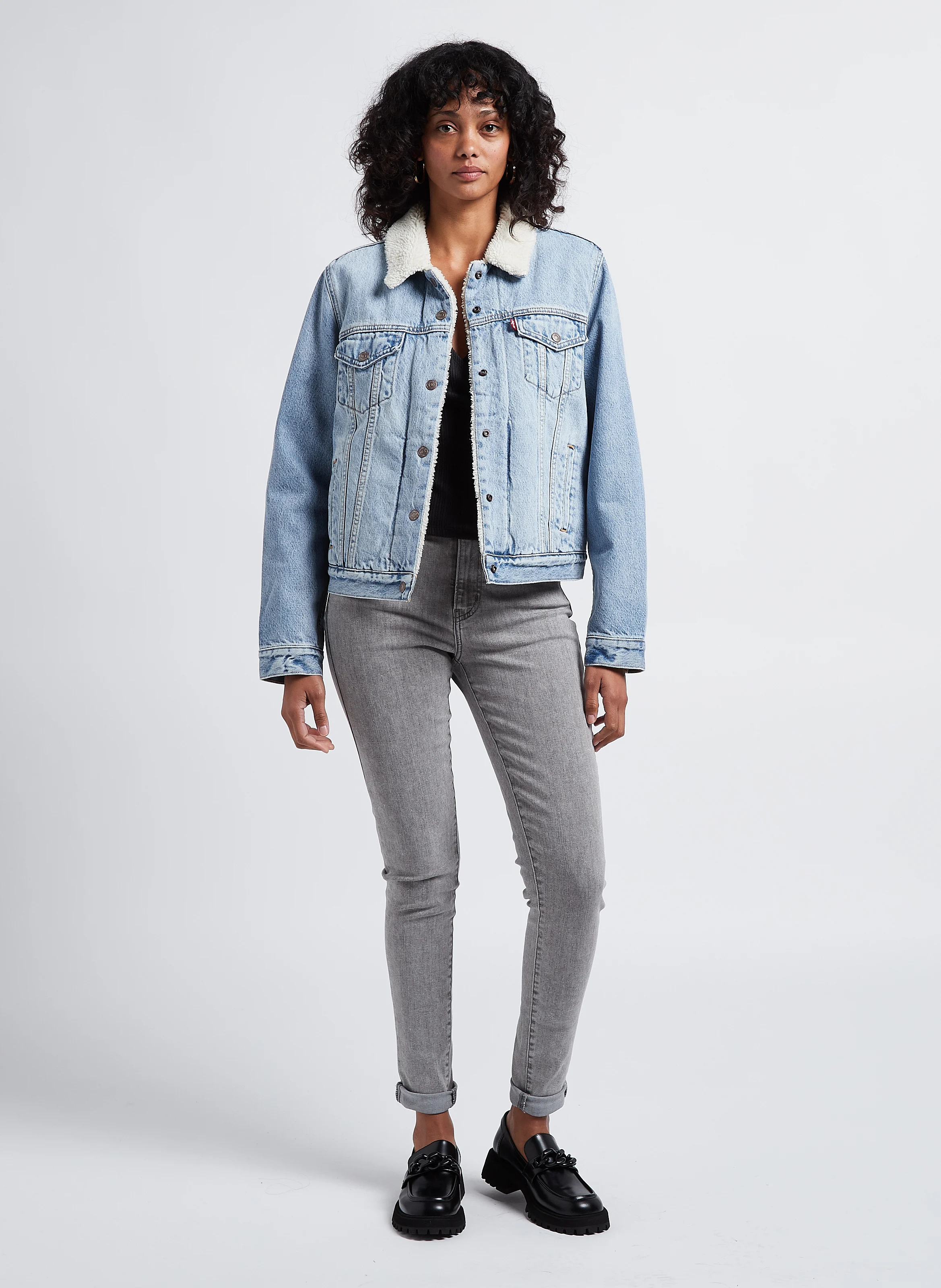 ORIGINAL SHERPA TRUCKER - Veste col classique sherpa en coton | Jean Délavé