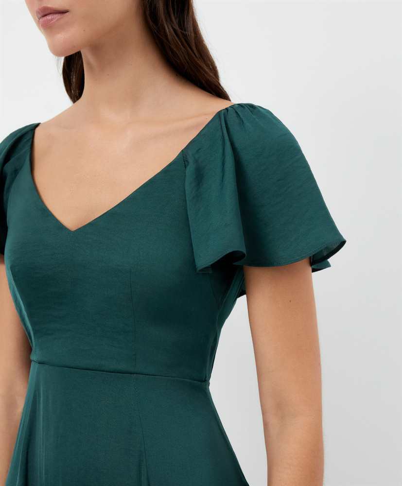 Vestido midi de cetim com costas abertas