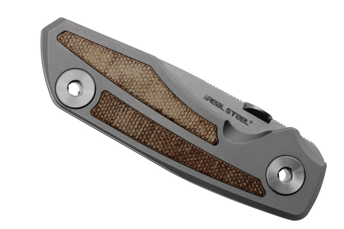 Real Steel Delta 2600, 7101N, Stonewashed S35VN, Titanium Natural Micarta Inlay, zakmes