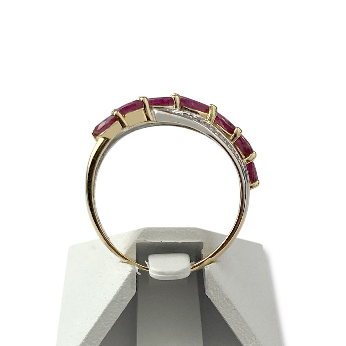 Bague d'occasion or 750 2 tons diamants rubis
