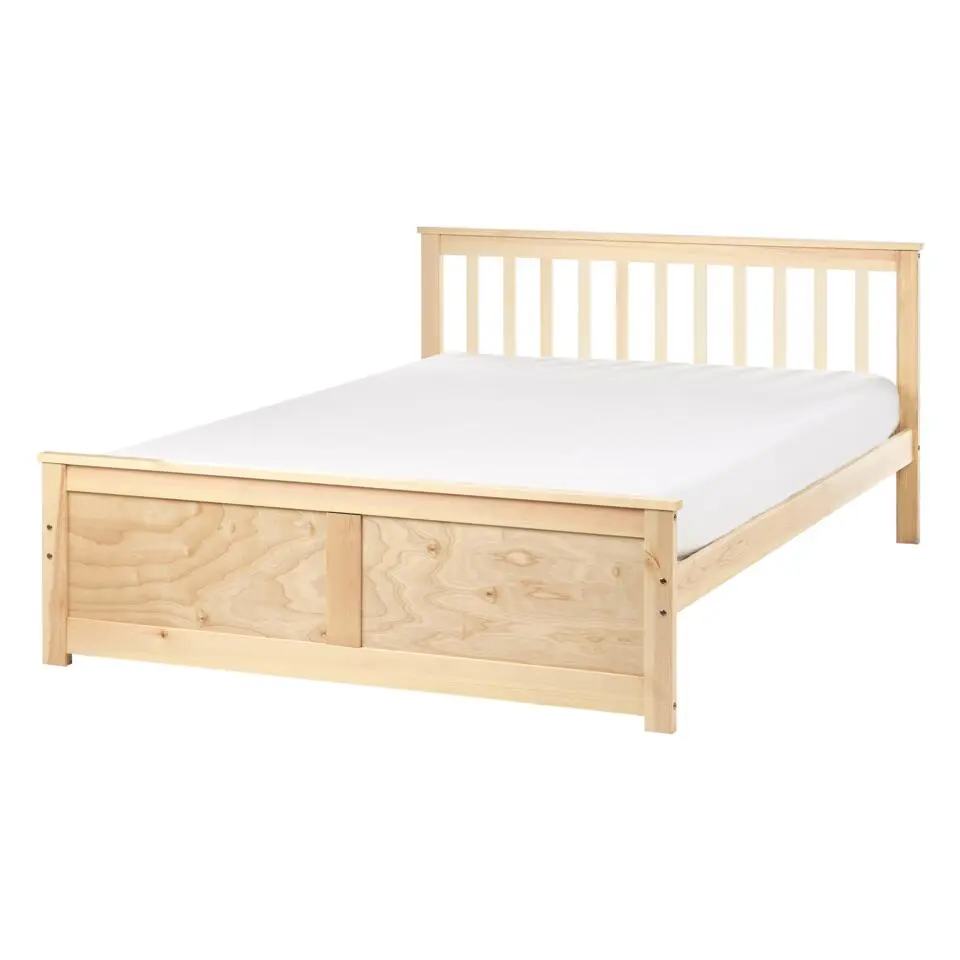 OLENDON - Tweepersoonsbed - Lichtbruin - 140 x 200 cm - Dennenhout