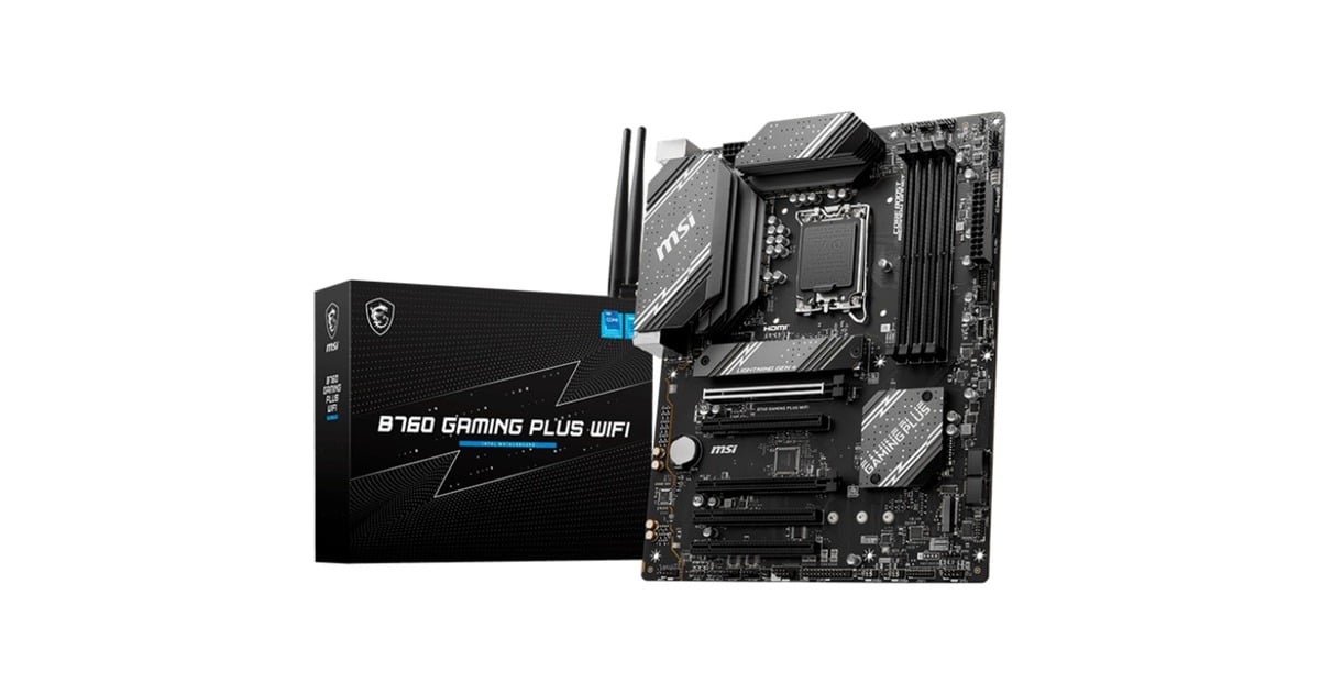 MSIB760 GAMING PLUS WIFI socket 1700 moederbord  (Grijs/zwart, RAID, 2.5Gb-LAN, Wi-Fi 6E, BT, Sound, ATX)