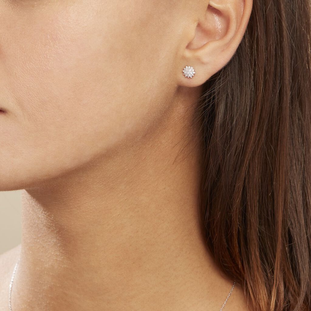 Boucles D'oreilles Puces Platine Alden Diamants