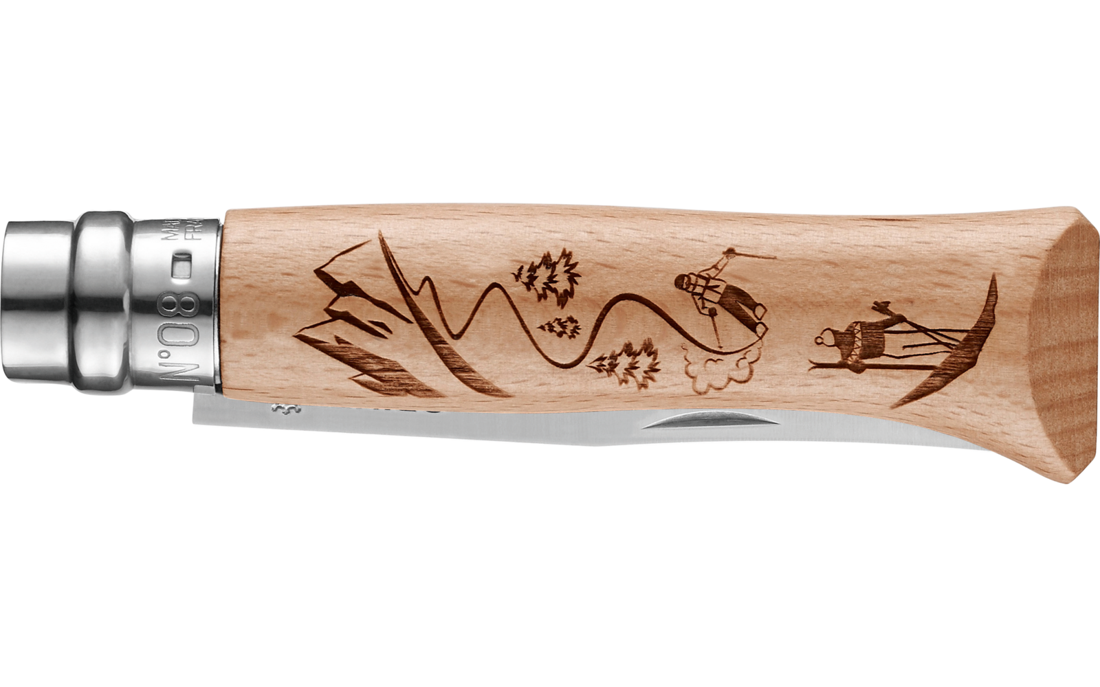 Opinel N°08 Gravure Sport Taschenmesser mit Gravur Klingenlänge 8,5 cm Velo