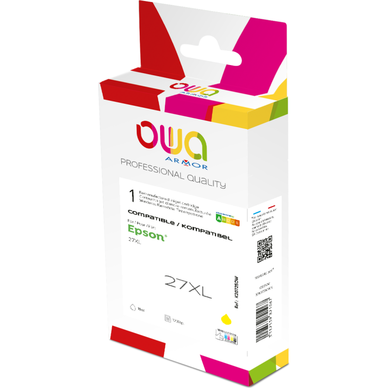 Cartouche d'encre remanufacturée OWA - haute capacité - Jaune - pour EPSON 27XL Y