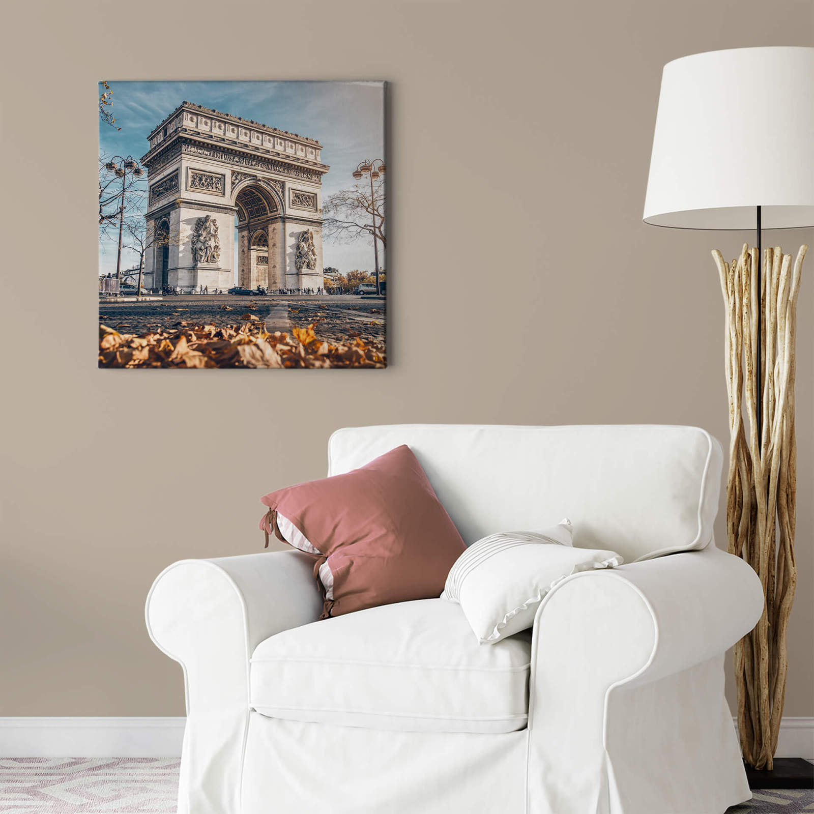 Leinwandbild ARC DE TRIOMPHE - beige-blau - 50x50 cm