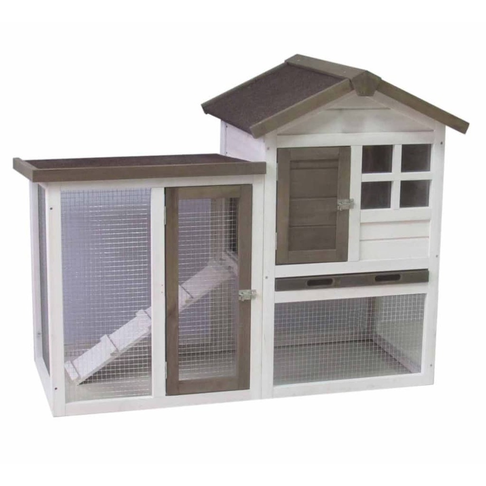 Clapier gerlos blanc et marron 122x62x93 cm