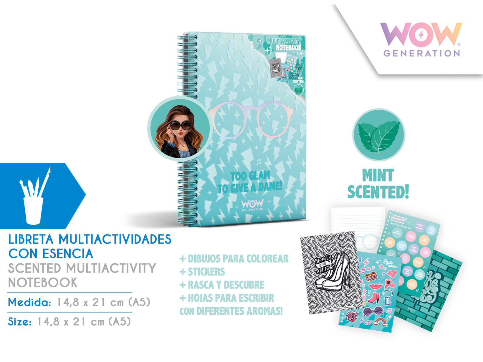 CADERNO A5 AROMA A MENTA WOW GENERATION