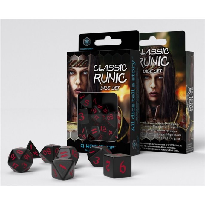 Set de Dés Runique Classique - Noir  et  Rouge