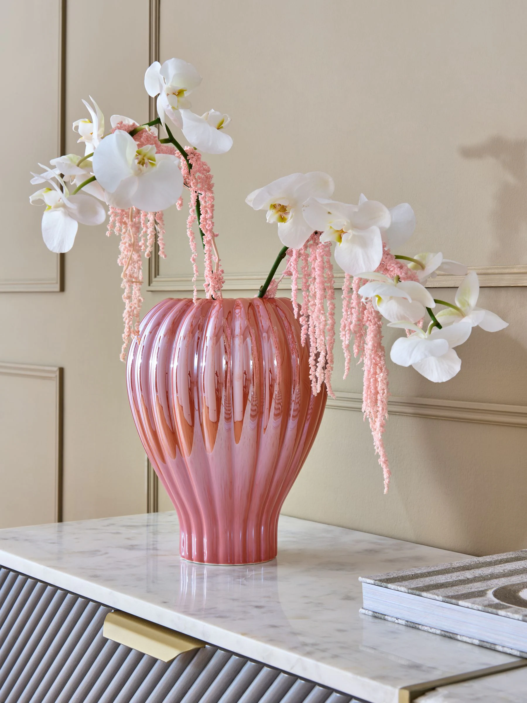 Lustre Ribbed Vase