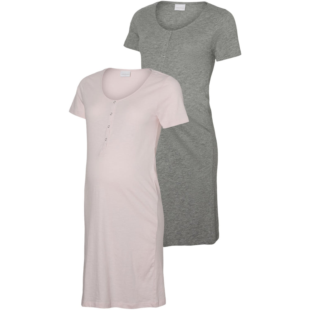 Køb Mama;licious Chalk Pink Light Grey Melange Mlmira Jrs Natkjole 2F 2-P Noos