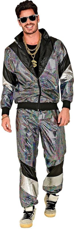 Widmann - Retro Trainingspak - Carnaval - Kleurreflecterende Stof