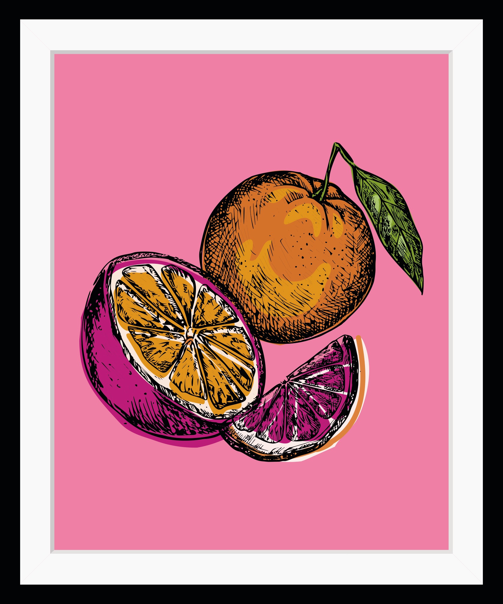 queence Bild »Mara« Kunst | Lebensmittel | Obst | Obst Bilder | Orange HD Premium Poster-Druck inkl. Holzrahmen