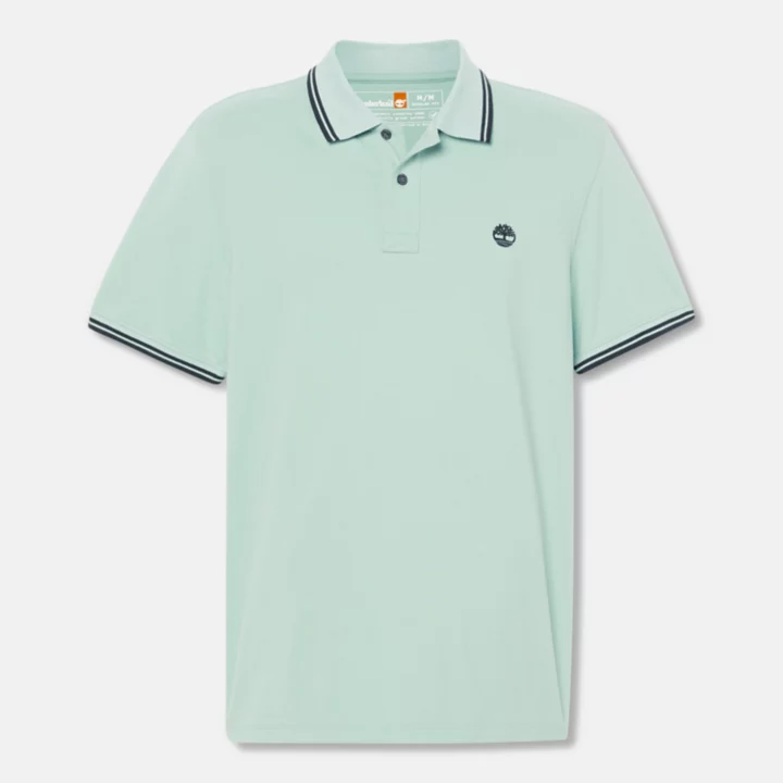 Polo à liseré en piqué pour homme en vert pâle