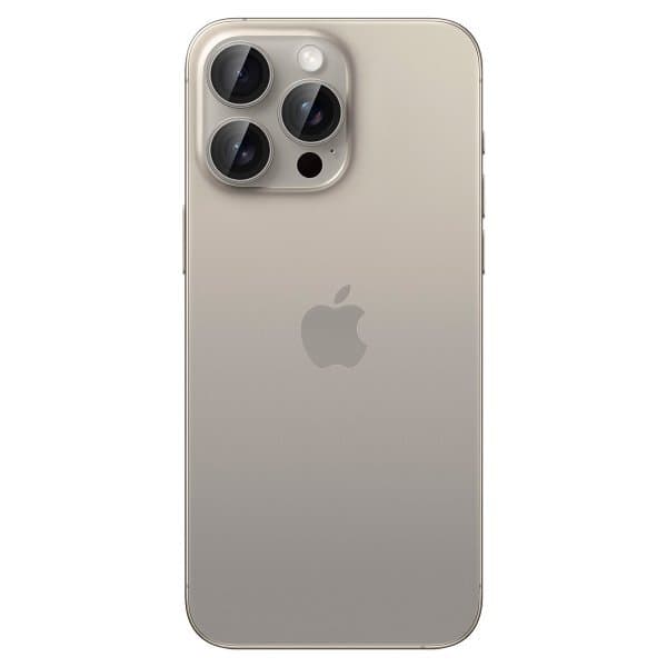 Spigen iPhone 15 Pro/iPhone 15 Pro Max Kameralinsebeskytter GLAS.tR EZ Fit Optik Pro 2-pak Natural Titanium