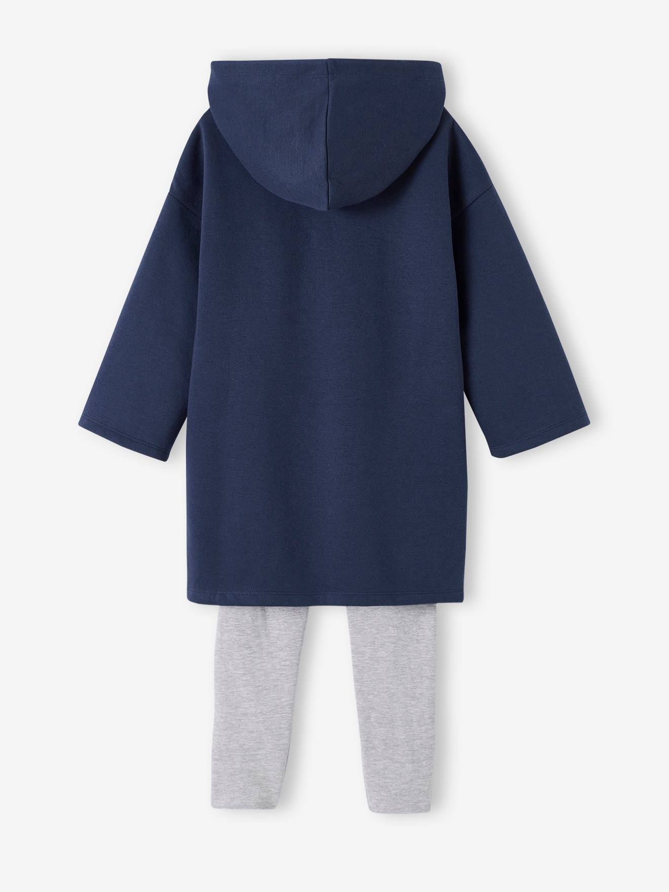 Look infantil: Vestido/blusa de moletom + leggings DS® Marie, do filme Os Aristogatos, azul marinho