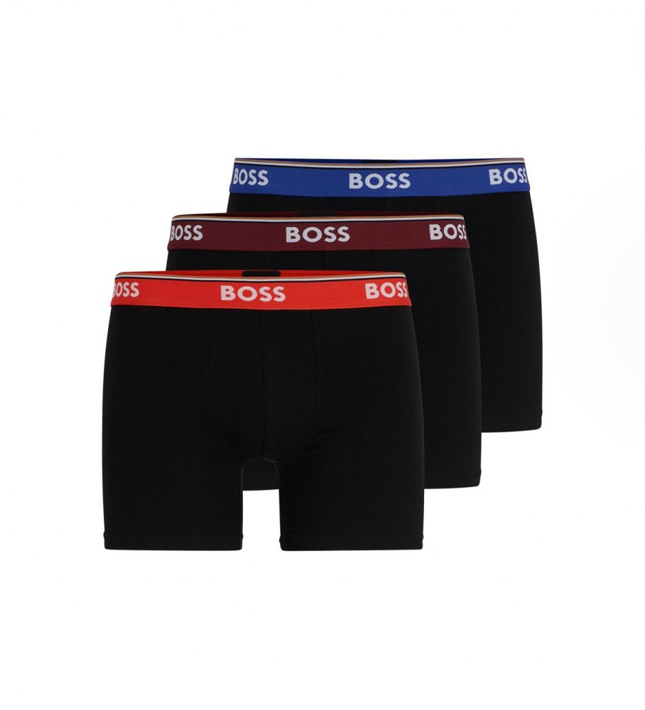 Pacote com 3 cuecas boxer pretas da BOSS
