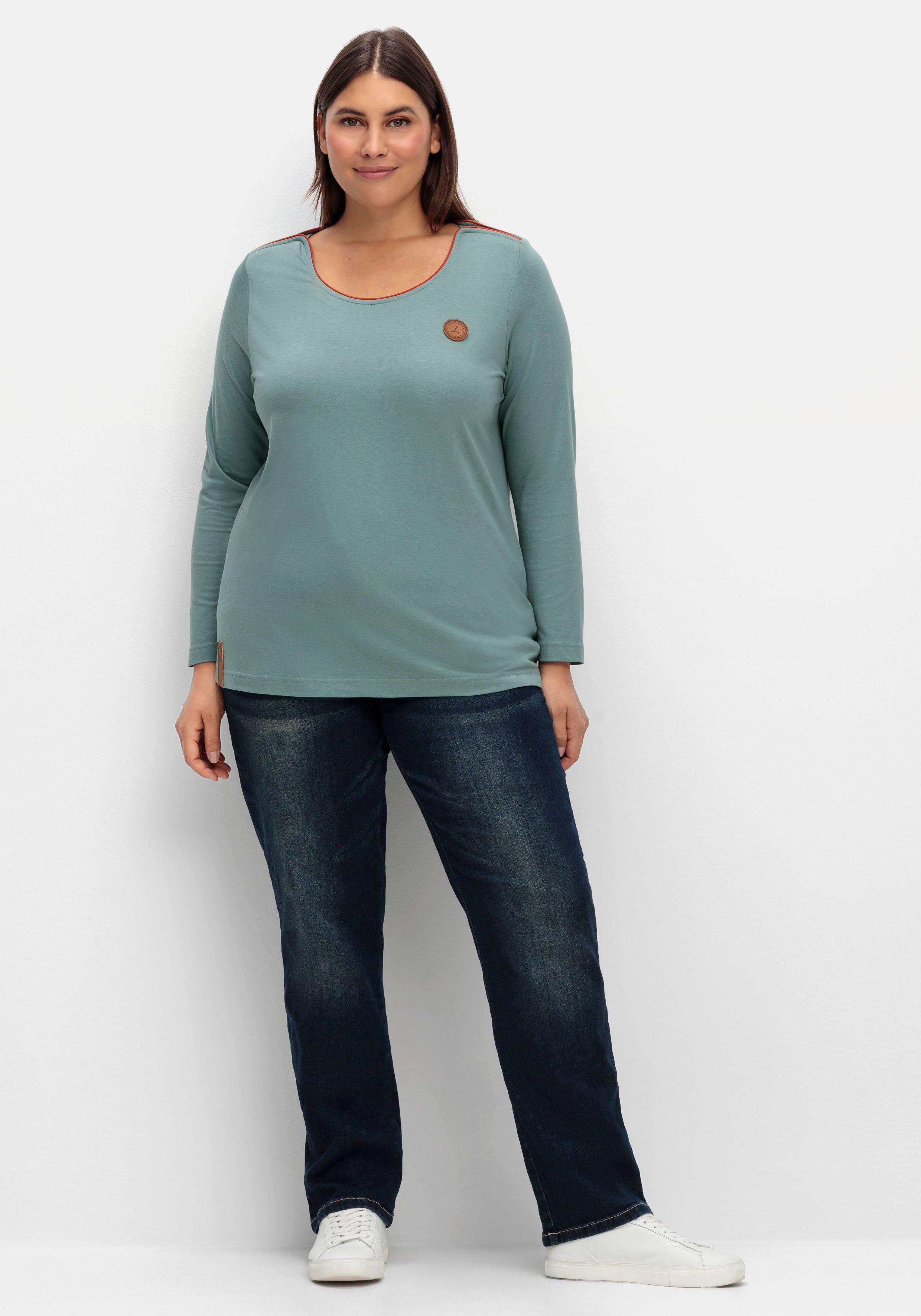 Langarmshirt mit Kontrastpaspeln