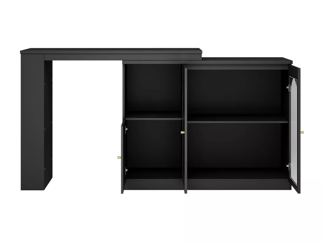 Buffet、Meuble de bar rotatif en MDF - grand espace de rangement - style contemporain - Noir