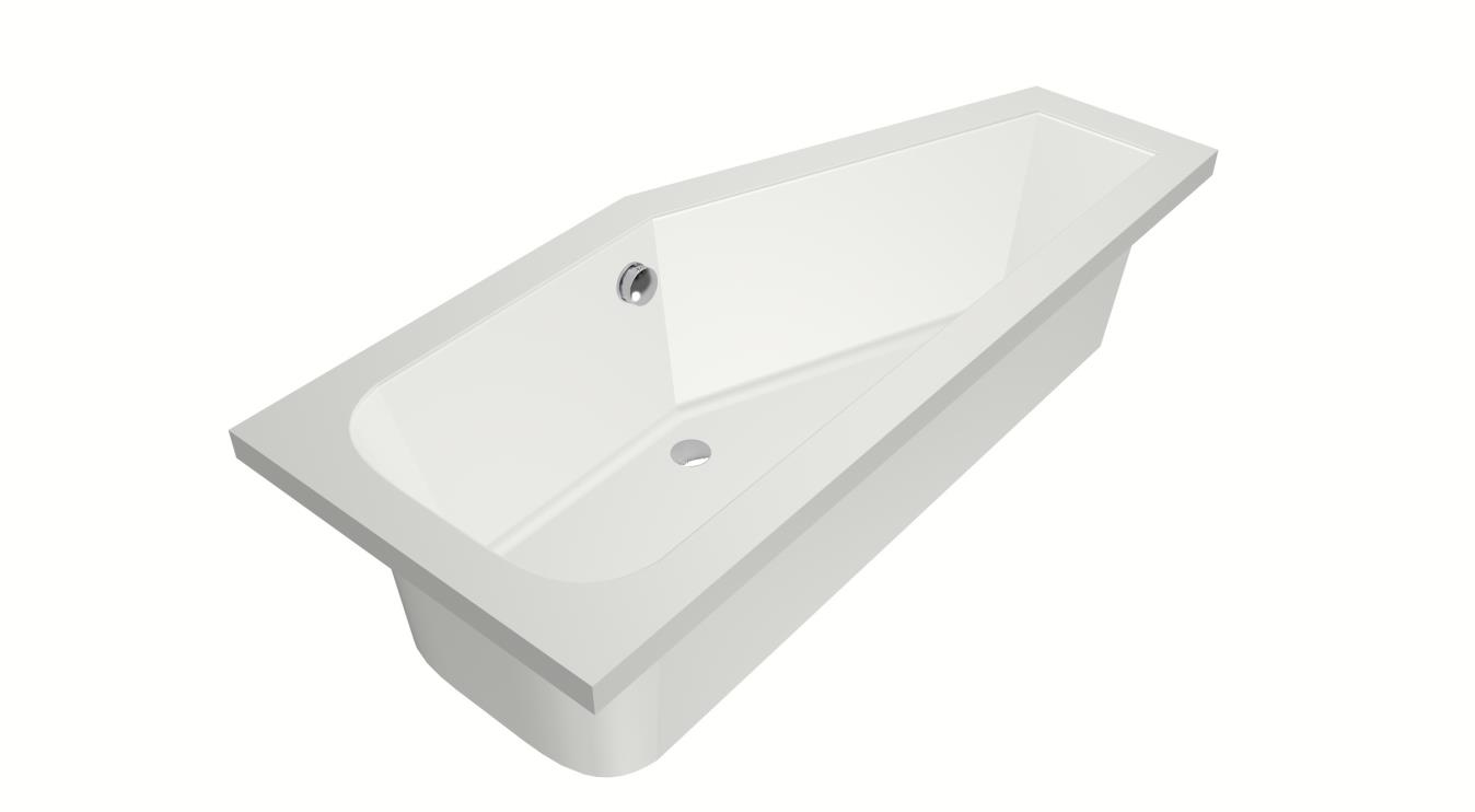 Xenz Lagoon Compact badkuip rechts 170x75x45cm edelweis