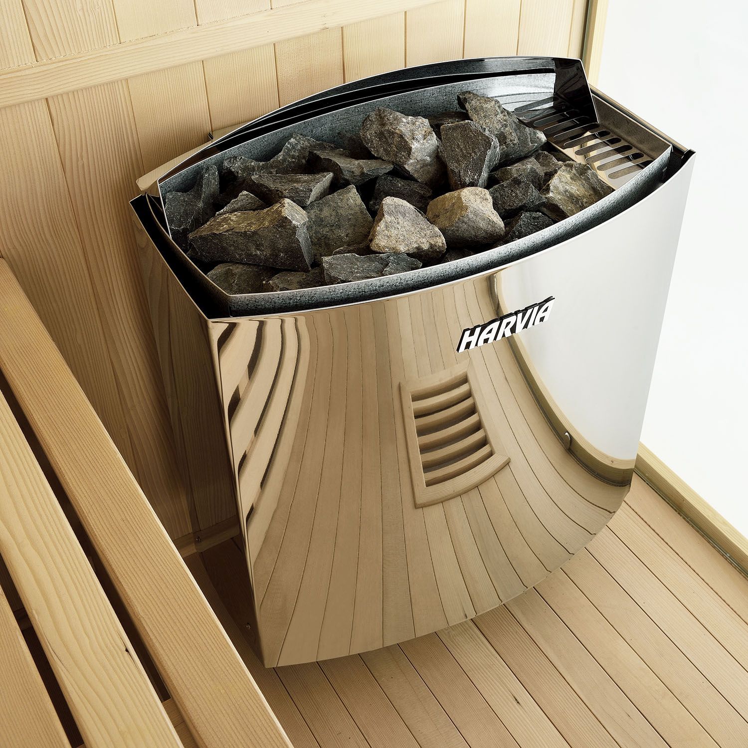 Artsauna Saunakabine Espoo150 Premium mit Harvia Ofen – 3 Personen – Hemlock Holz & Glasfront