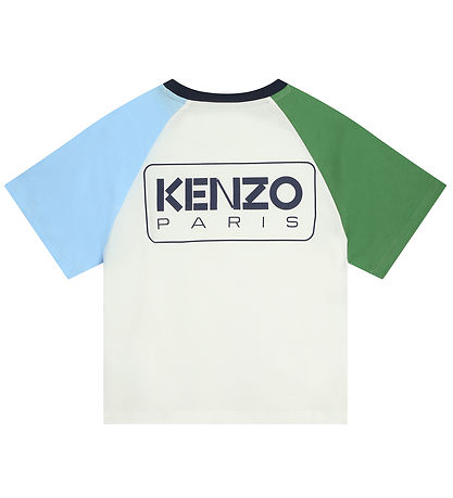 Kenzo T-Shirt - Ivory m. Grün/Hellblau