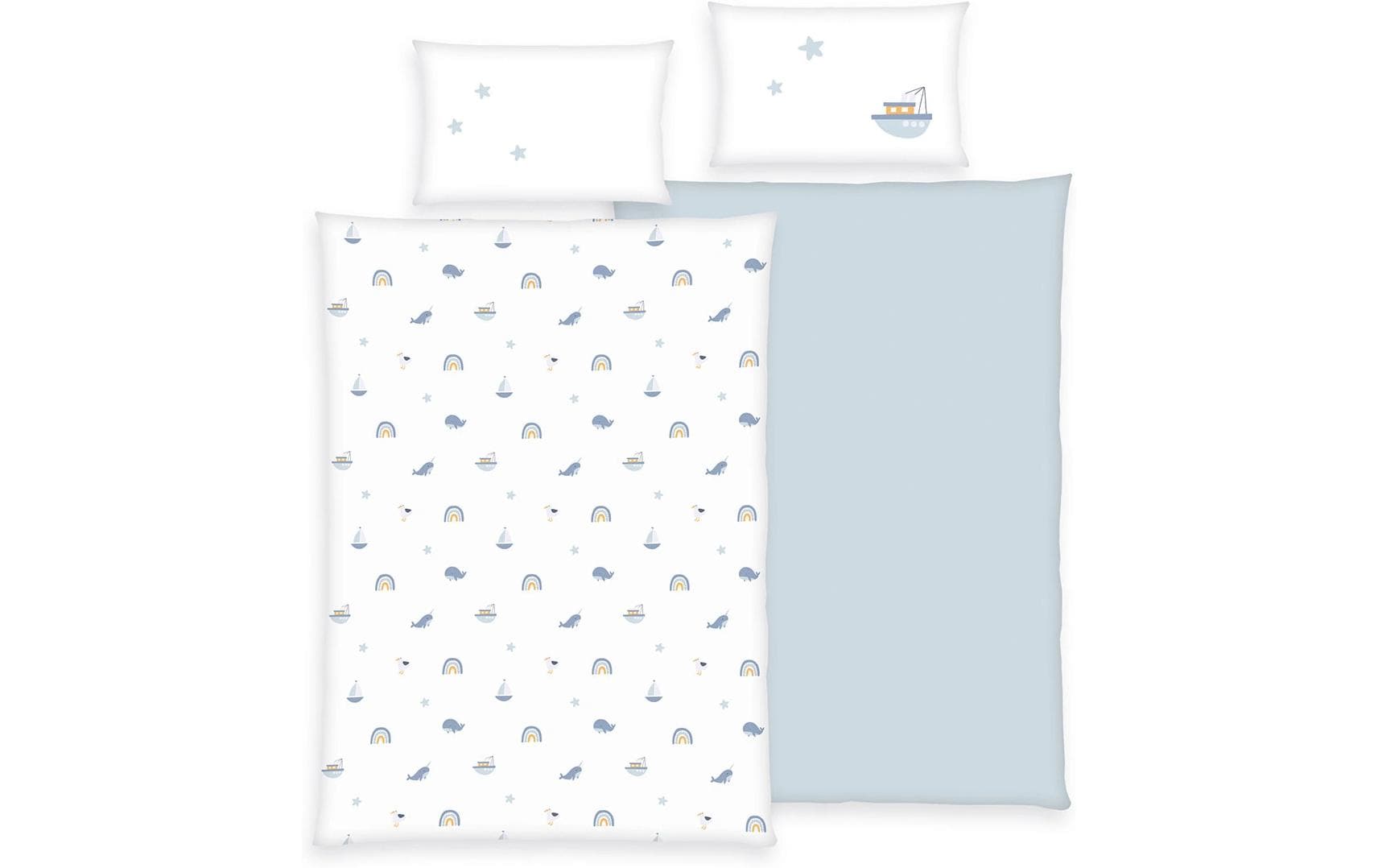 Kinder Bettwäschegarnitur Little Ocean, 40/60+100/135 cmBettwäsche-Set für Kinder aus 100% Baumwolle