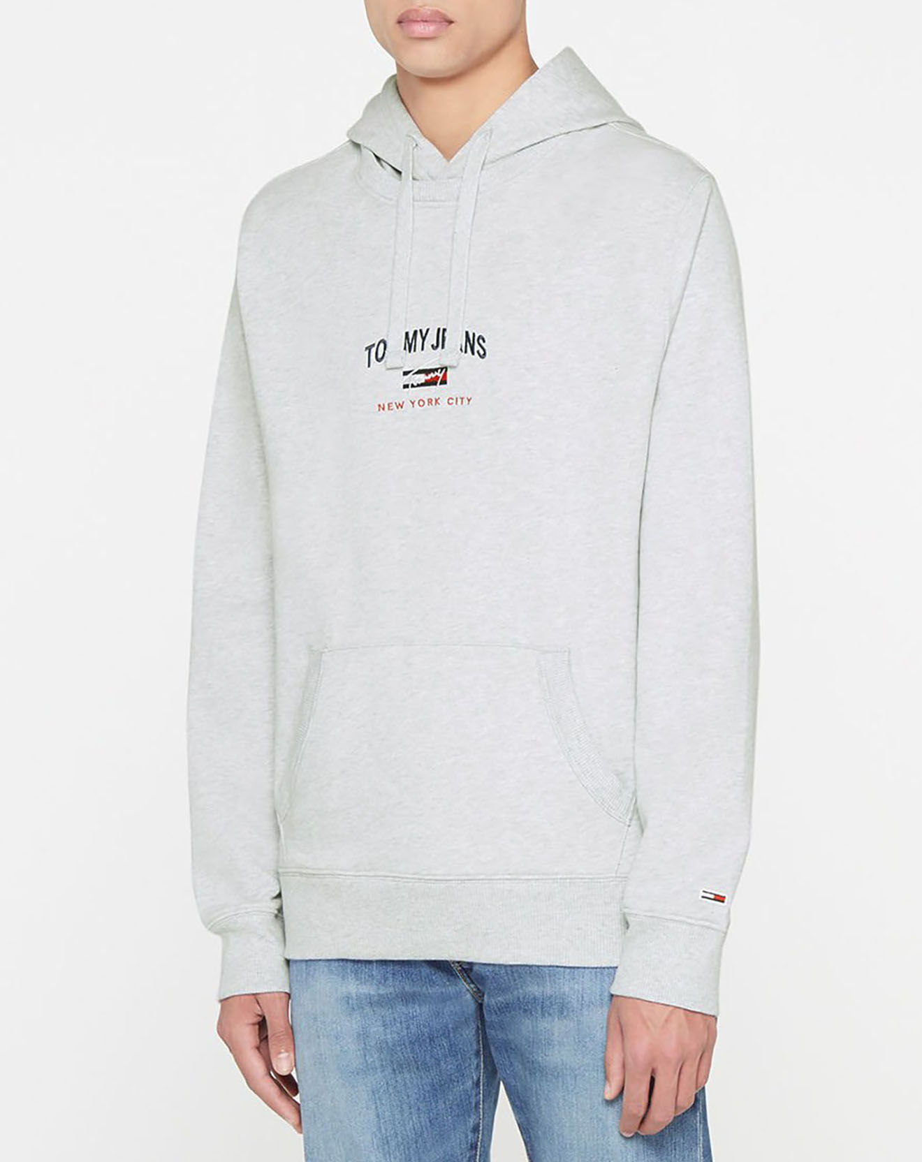 Tommy Jeans Sweat 100% Coton Bio timeless logo hoodie gris chiné