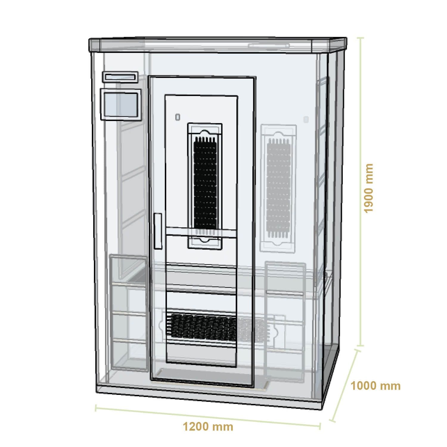 Artsauna Infrarotkabine Oslo mit Triplex-Heizsystem | 2 Personen | Hemlock Holz | 120 x 100 cm