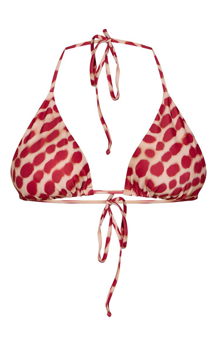 Rouge Haut De Bikini Triangle À Imprimé Flou
