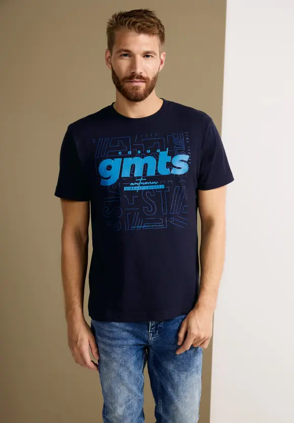T-Shirt mit Frontprint - nightshadow blue