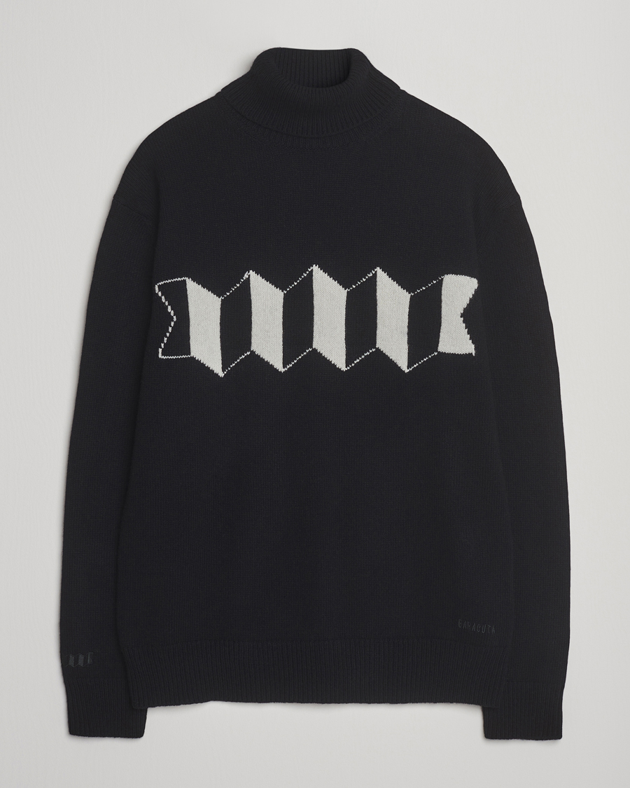 Baracuta Flag Logo Wool Turtleneck Black