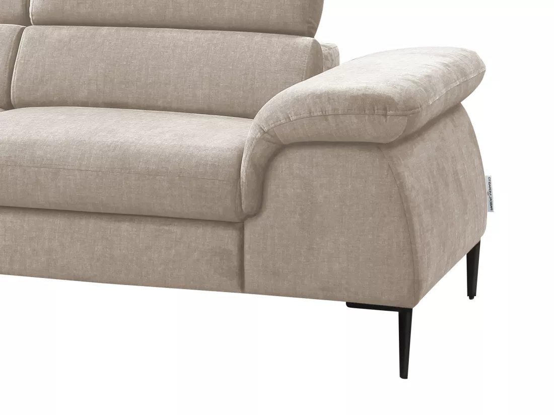 Grand canapé d'angle gauche convertible en velours beige SEPINA de Pascal Morabito