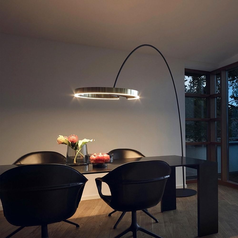 44W LED-Stehlampe, kreative Kreis-Stehlampen, Moderne warmes Licht, vertikale Lampe, gewölbte Metall-Stehbodenleuchten, dekorative Atmosphäre, stehende LED-Stehlampen für Wohnzimmer