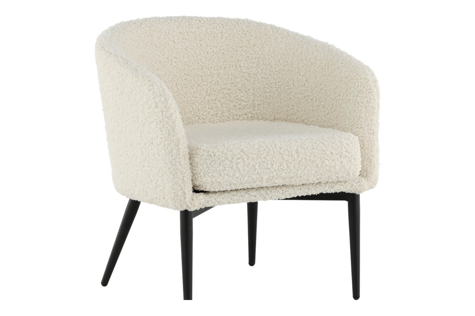 Fluffy lounge stol Offwhite teddy, sorte ben
