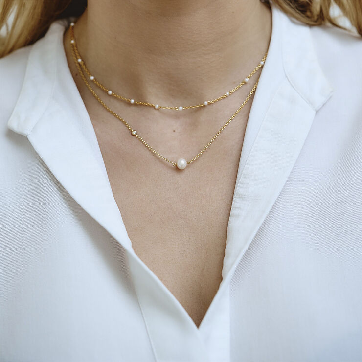 ByBiehl Scarlett necklace - GP Guld & hvid
