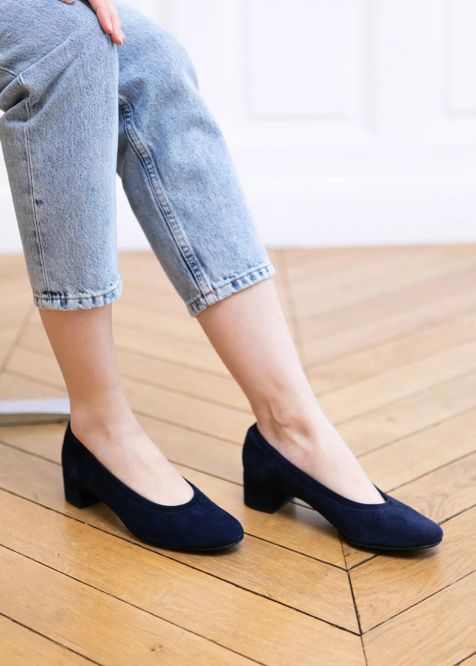BALLERINE VARSOVIE VELOURS MARINE