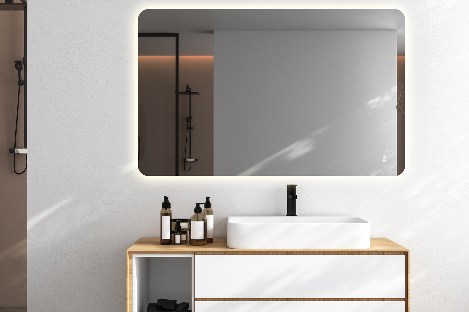 Saniclear Aspen spiegel 80x70cm met LED verlichting en spiegelverwarming